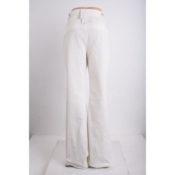 Veronica Beard Womens Elsbury Flared Pants Seamed Off White Ivory Sz US 14 New - Picture 5 of 9
